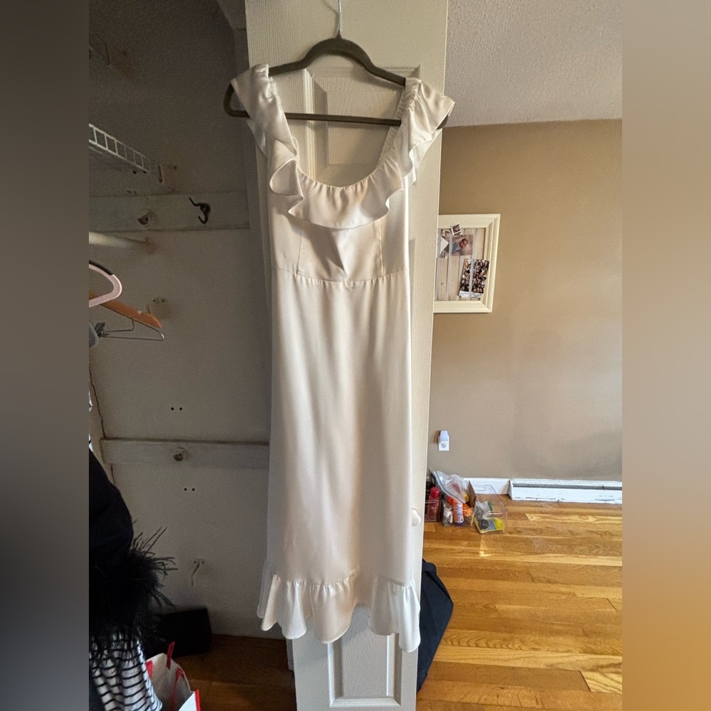 Show Me Your MuMu Strapless White Ruffle Dress